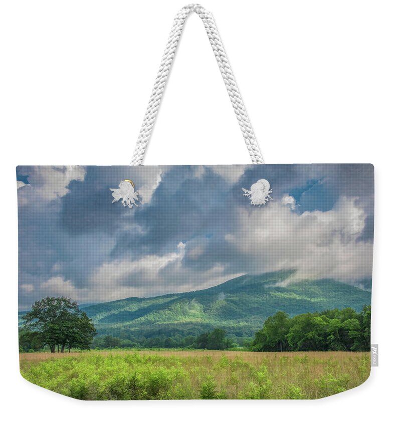 Cades Cove Weekender Tote Bag featuring the photograph Light Play On The Mountains by Marcy Wielfaert
