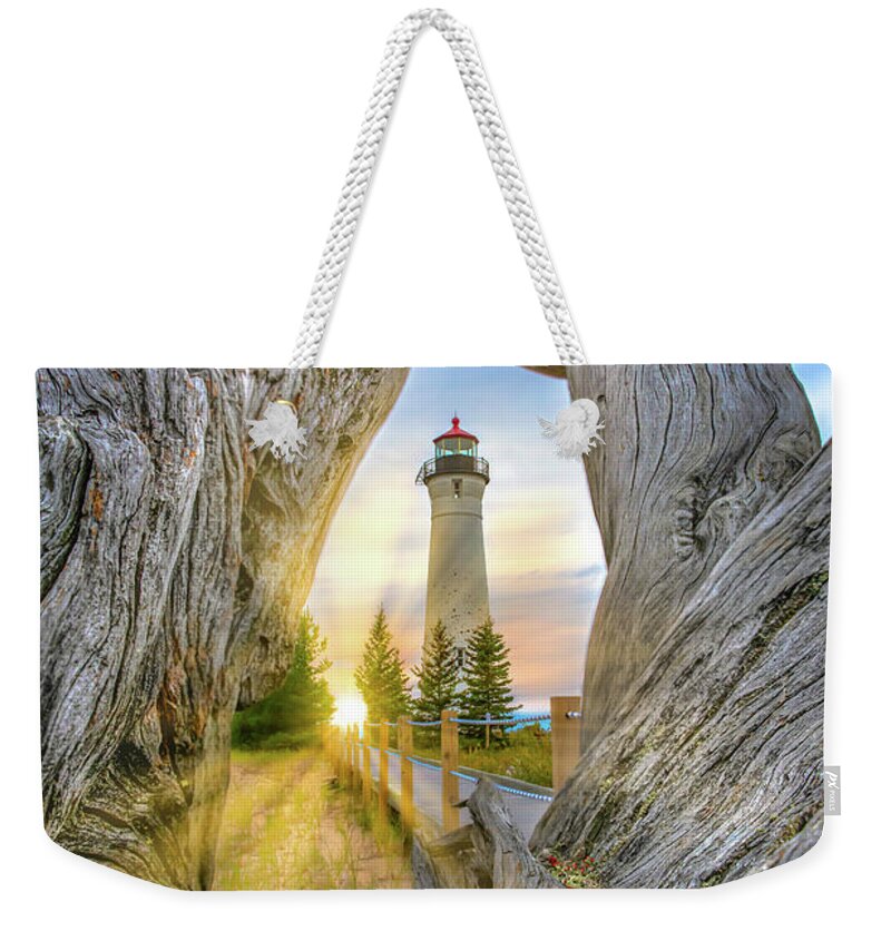 Crisp Point Weekender Tote Bag featuring the photograph Lighthouse Crisp Point Sunset -2222 by Norris Seward