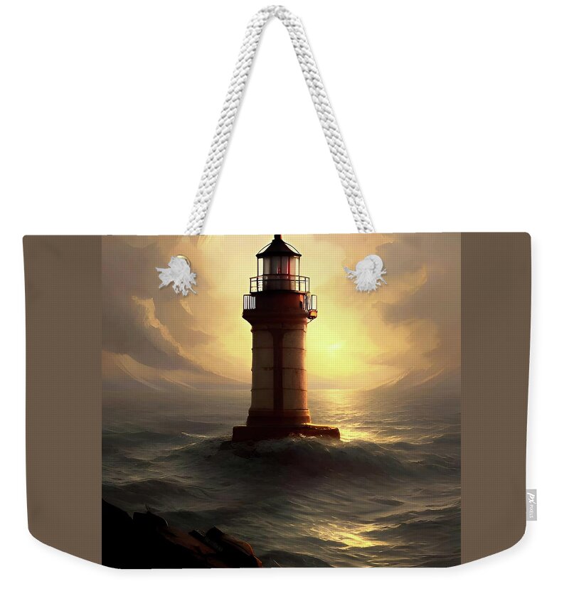 Lighthouse Weekender Tote Bag featuring the digital art Lighthouse No.52 by Fred Larucci