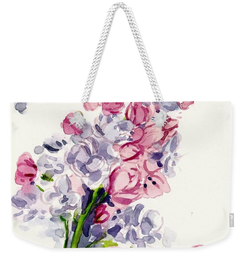 Lilac Weekender Tote Bag featuring the painting Lilac Blossom by George Cret