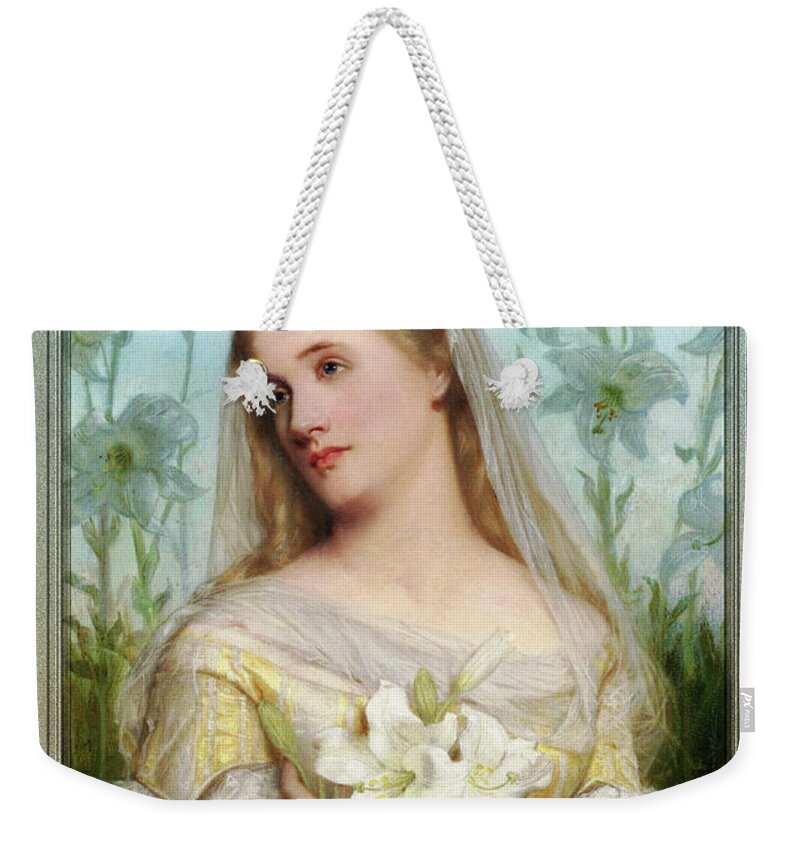Lillies Weekender Tote Bag featuring the painting Lillies by Gustav Pope by Rolando Burbon