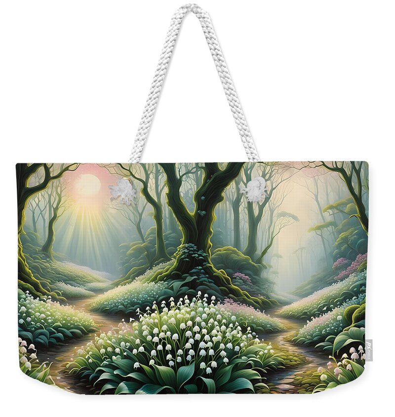 Enchanted Weekender Tote Bag featuring the digital art Lilly of the Valley Forest by Greg Joens
