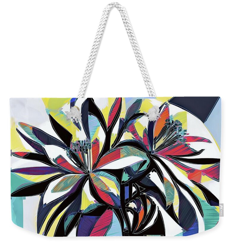 Abstract Weekender Tote Bag featuring the digital art Lily Flowers Abstract - 02253 by Philip Preston