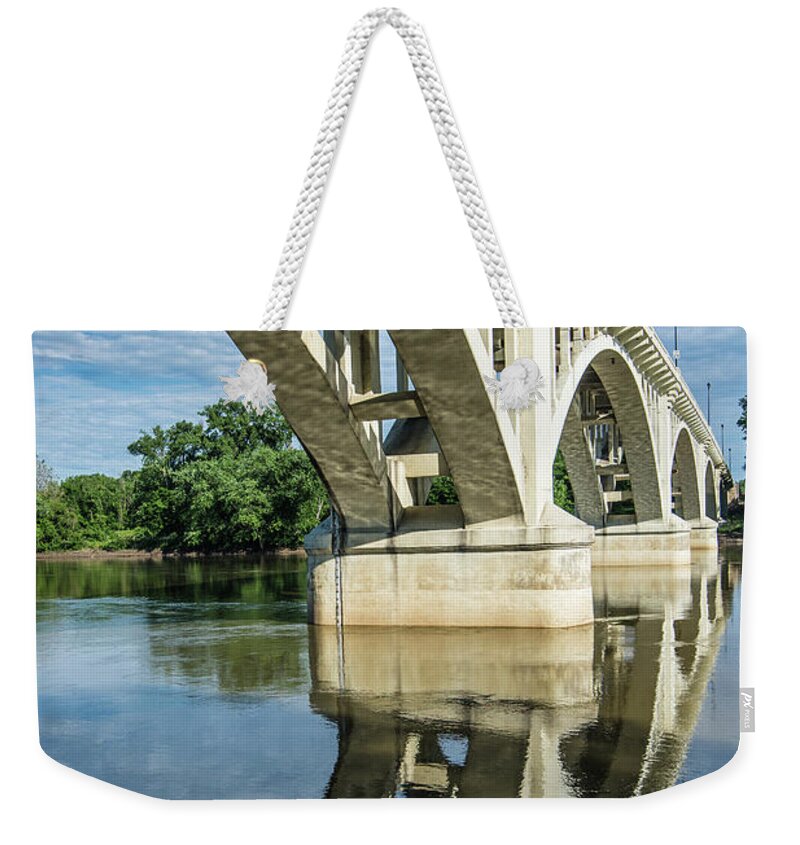 Lincoln Weekender Tote Bag featuring the photograph Lincoln Memorial Bridge 3 - Vincennes - Indiana by Gary Whitton