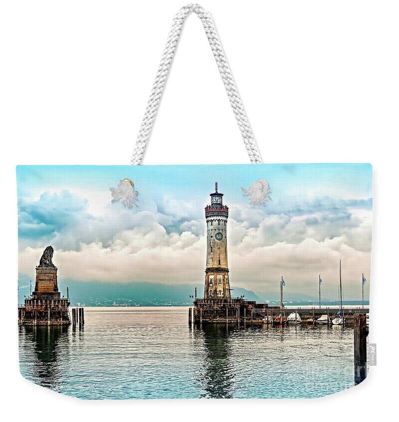 Lighthouse Weekender Tote Bag featuring the photograph Lindau Light by Tom Watkins PVminer pixs