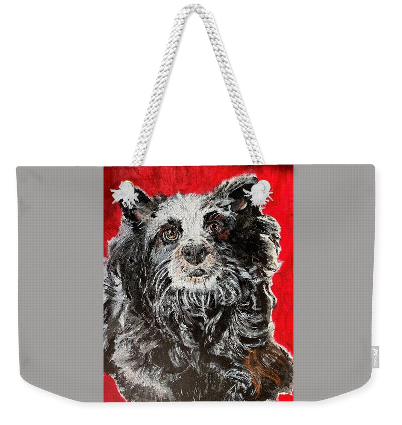 Dog Weekender Tote Bag featuring the painting Blue Heeler McNabb Sheppard by Melody Fowler