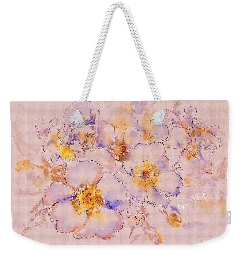 Line And Wash Rose Weekender Tote Bag featuring the painting Line and Wash Rose by Ryn Shell