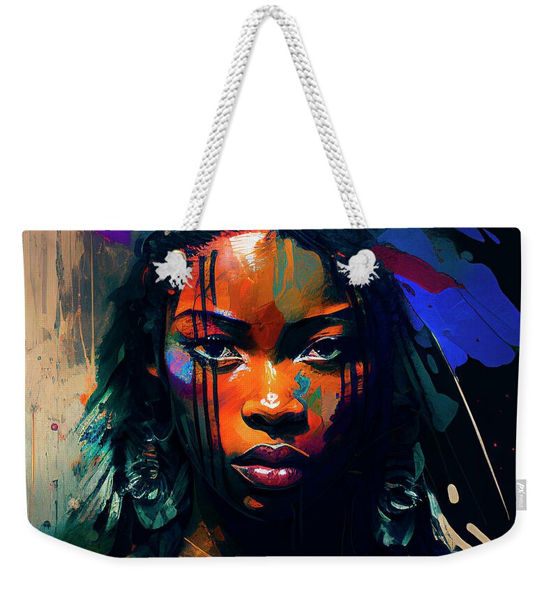 Beautiful Warrior Weekender Tote Bag featuring the painting Line in the Sand by Mindy Sommers