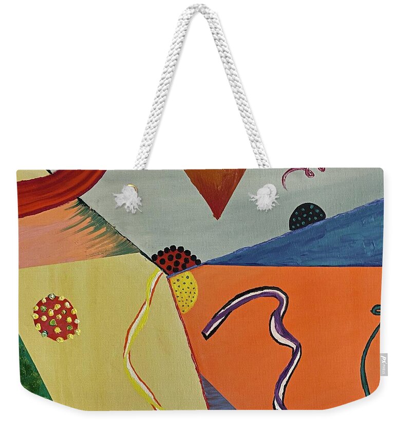 Abstract Weekender Tote Bag featuring the painting Lines and Circles by Lisa White