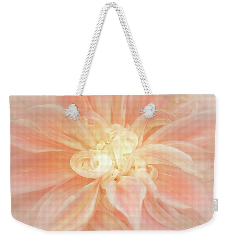 Dahlia Weekender Tote Bag featuring the photograph Lines and Curves of a Dahlia by Sylvia Goldkranz