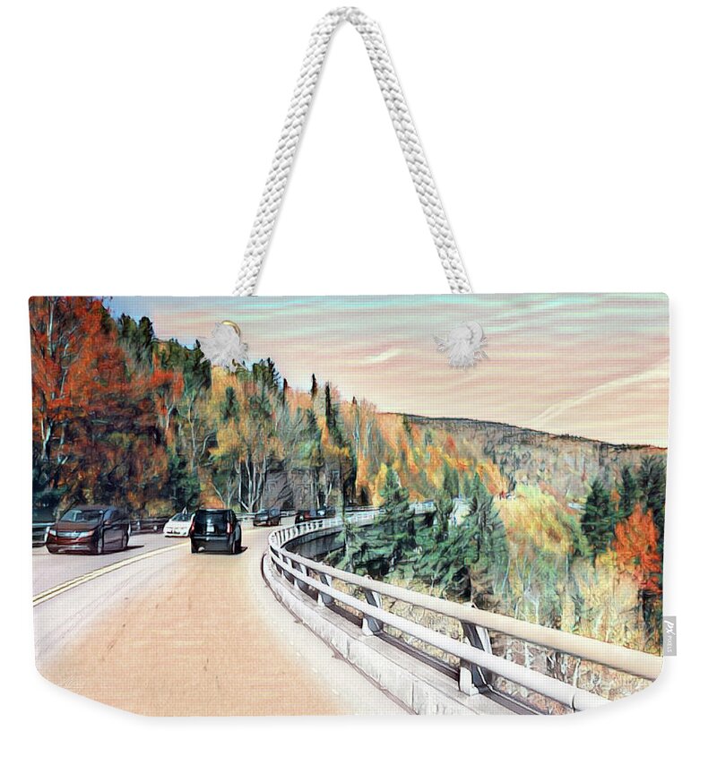 Linn Cove Viaduct Weekender Tote Bag featuring the photograph Linn Cove Viaduct in Autumn by Michael Frank
