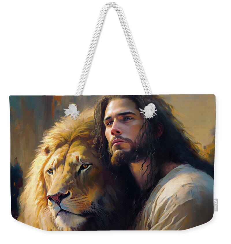 Lion Of Righteousness Weekender Tote Bag featuring the painting Lion of Righteousness by Greg Collins