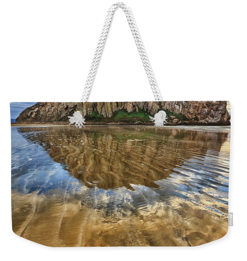 Morro Bay Weekender Tote Bag featuring the photograph Liquid Reflections by Beth Sargent
