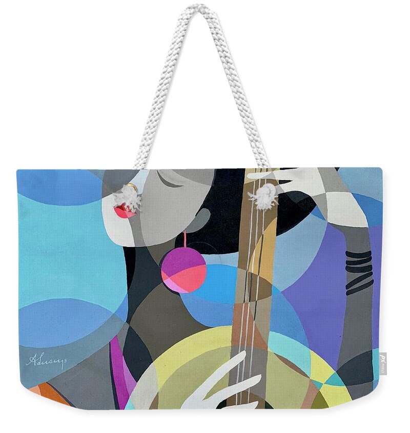 Africa Weekender Tote Bag featuring the painting Listening by Richy Adusu