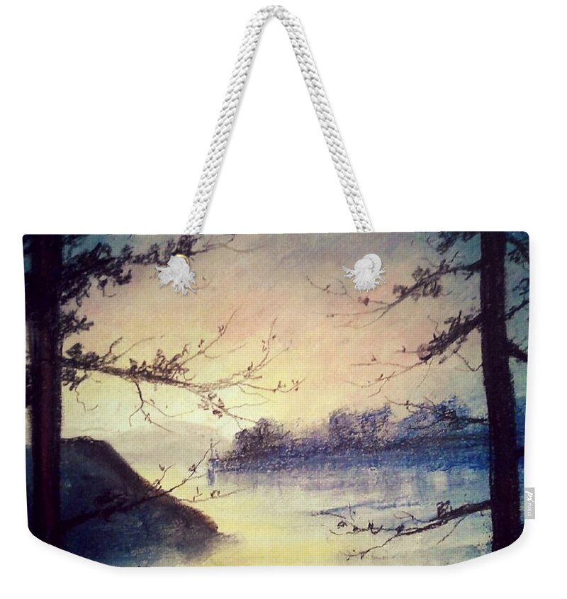 Sunset Painting Weekender Tote Bag featuring the painting Lit From Within by Jen Shearer