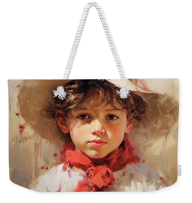 Cowboy Weekender Tote Bag featuring the painting Little Brody by Tina LeCour