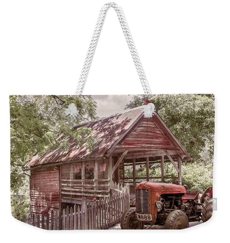 Barns Weekender Tote Bag featuring the photograph Little Country Farmhouse Cabin by Debra and Dave Vanderlaan