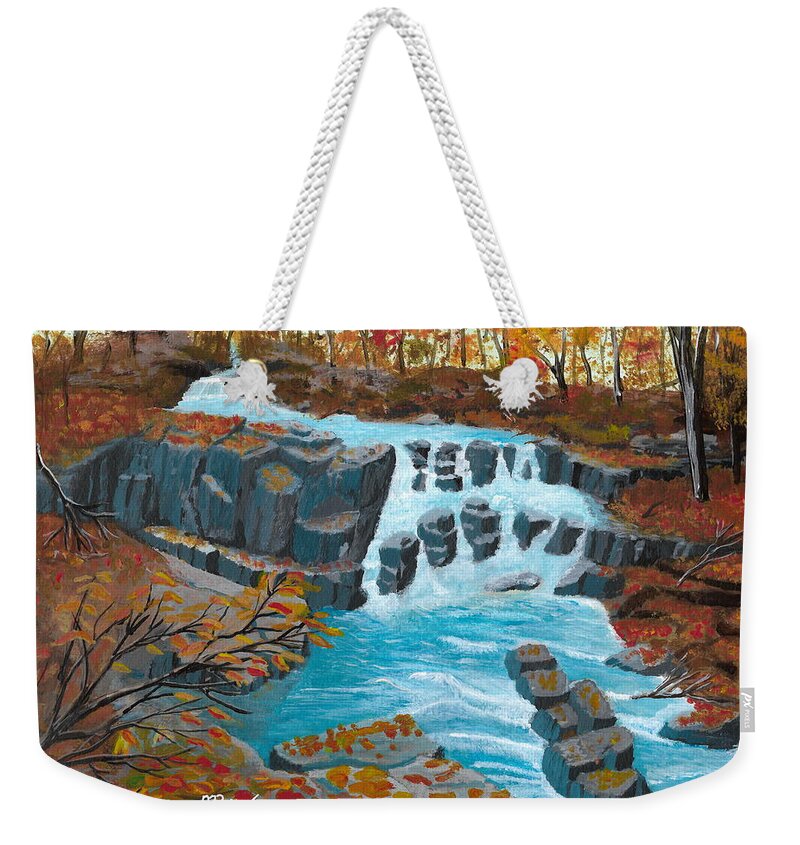 Autumn. Water Weekender Tote Bag featuring the painting Little Davis Falls by David Bigelow