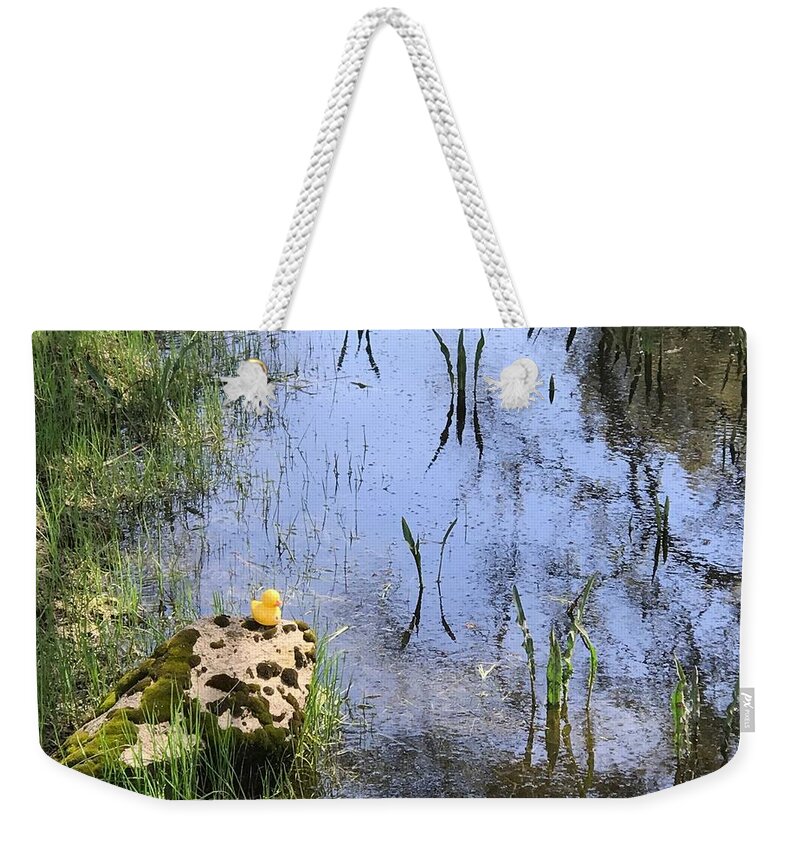 Rubber Duck Weekender Tote Bag featuring the photograph Little Ducky by Vivian Aumond