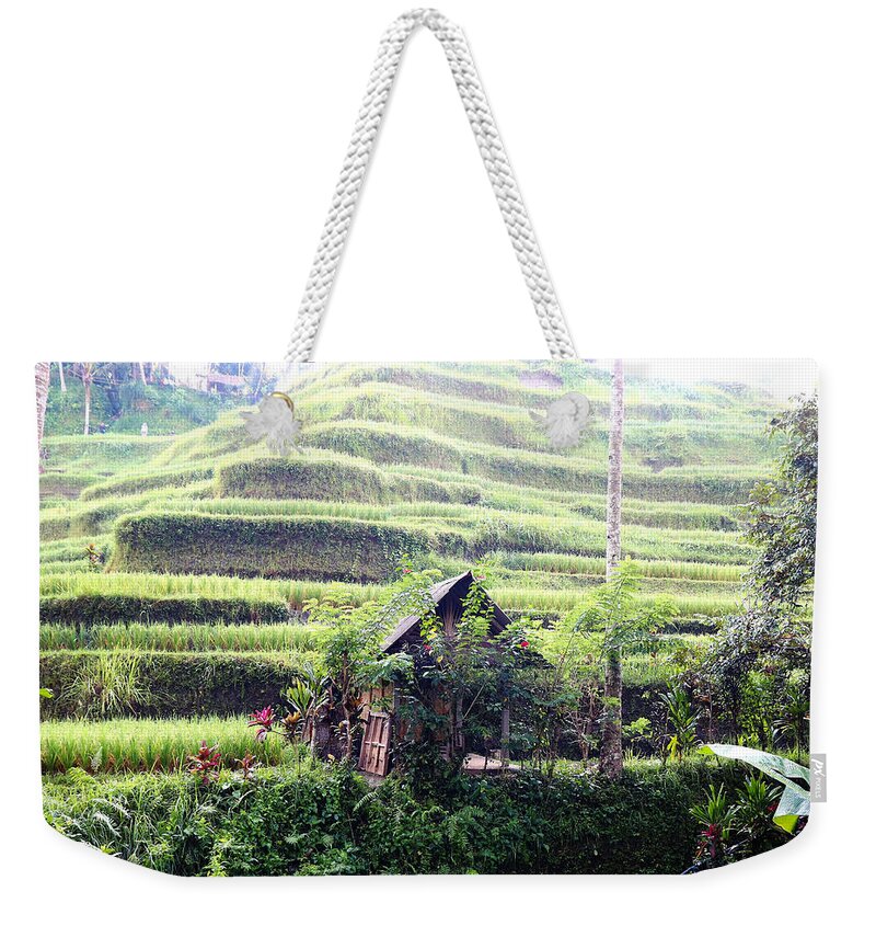 Hut Weekender Tote Bag featuring the digital art Little hut surrounded by flowers by Worldvibes1