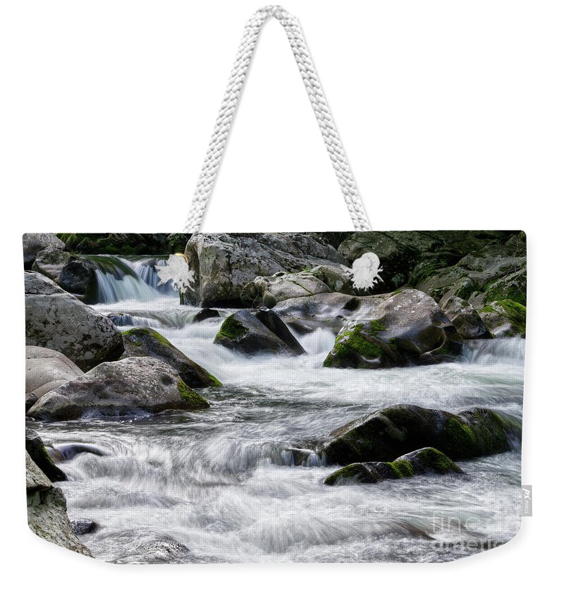 Little River Weekender Tote Bag featuring the photograph Little River Rapids 3 by Phil Perkins