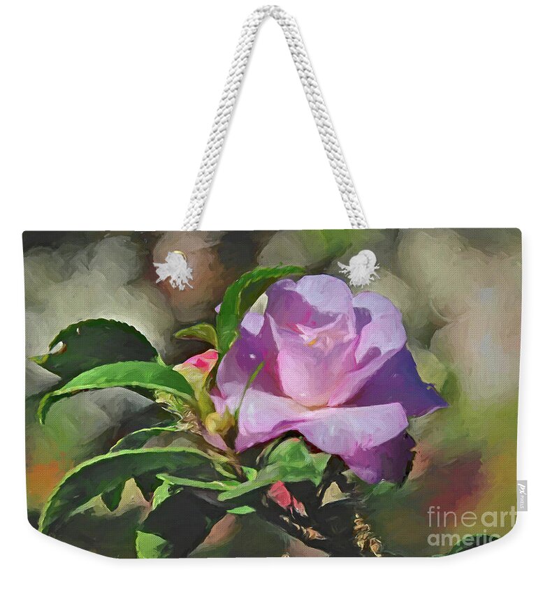 Floral Weekender Tote Bag featuring the photograph Little Rose - Camellia by Diana Mary Sharpton