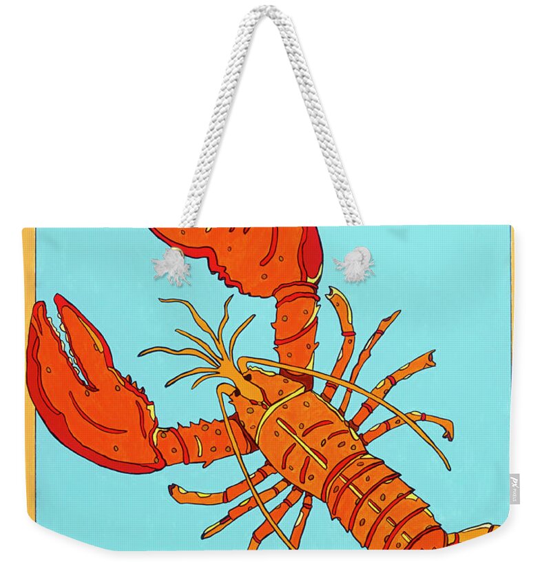 Lobster Seafood Weekender Tote Bag featuring the painting Lobster by Mike Stanko