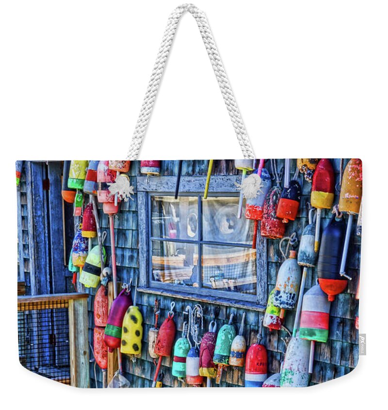 Miscellaneous Weekender Tote Bag featuring the photograph Lobster Trap Buoys by Tom Watkins PVminer pixs