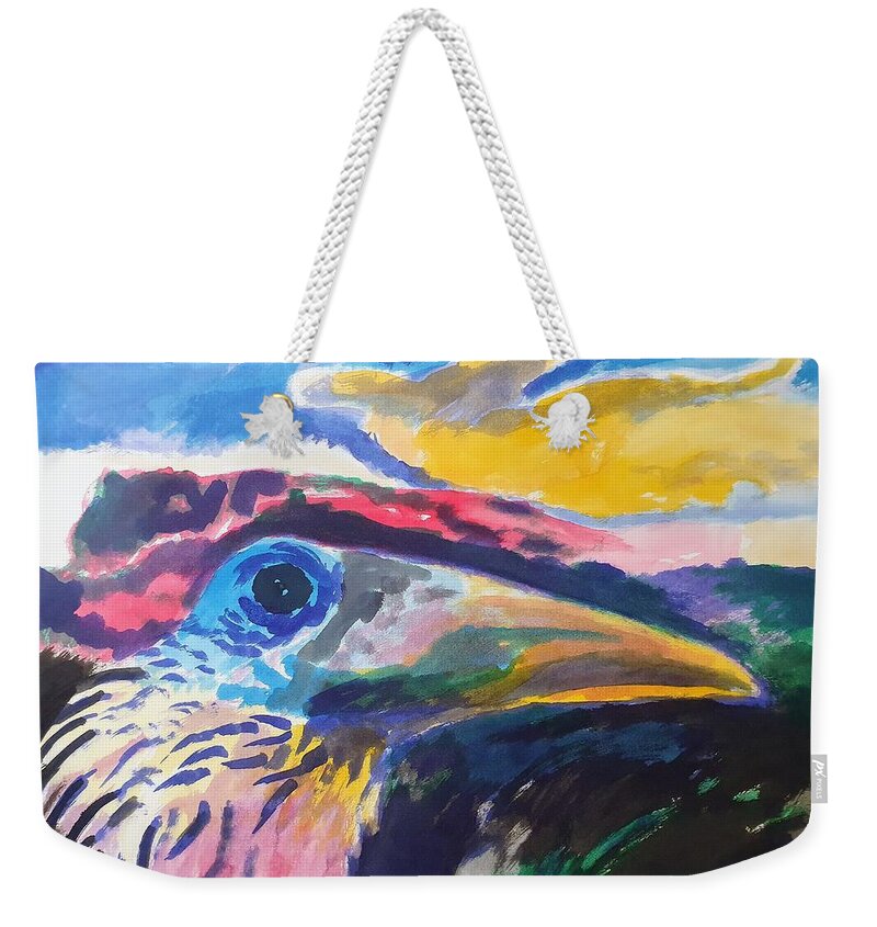 Tucano Weekender Tote Bag featuring the painting L'occhio del tucano by Enrico Garff