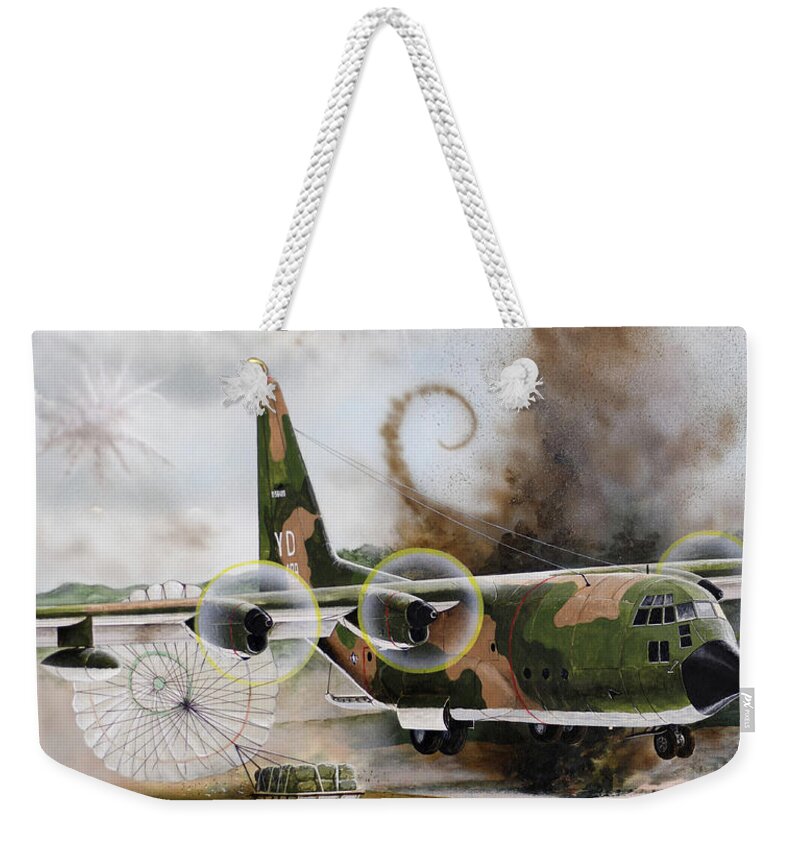 Aviation Weekender Tote Bag featuring the painting Lockheed C-130A Hercules by Steve Ferguson