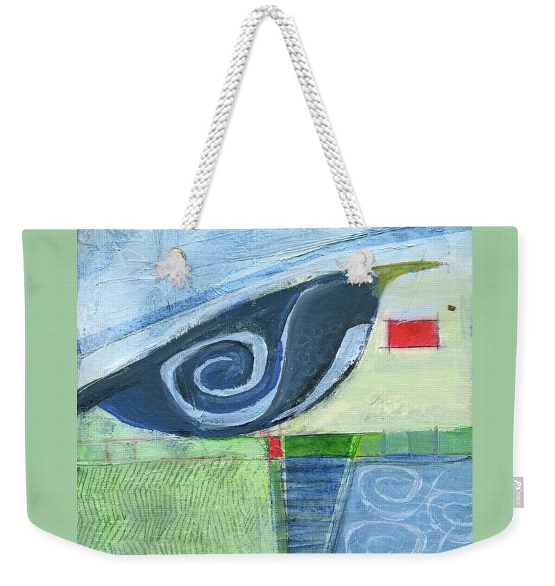 Bird Weekender Tote Bag featuring the painting Lone Bird Poolside by Tim Nyberg