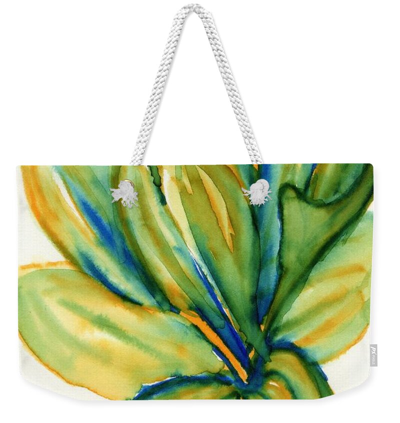Plant Weekender Tote Bag featuring the painting Lone Broadleaf Plantain by Tammy Nara