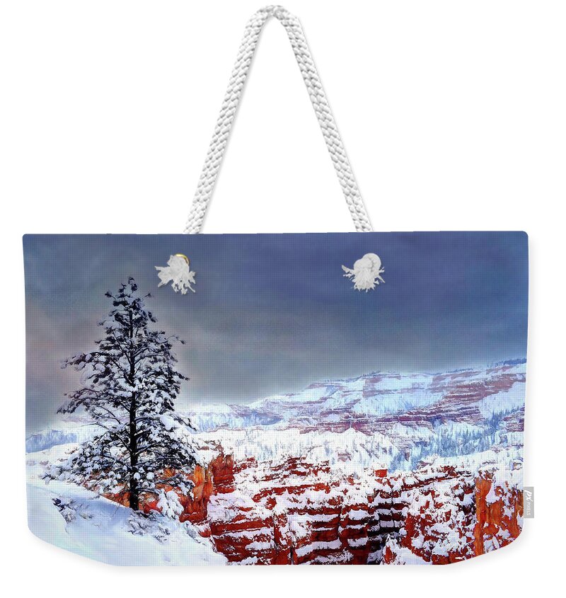 Bryce National Park Weekender Tote Bag featuring the photograph Lone Pine in a Painted Sky - Bryce National Park by Wayne King