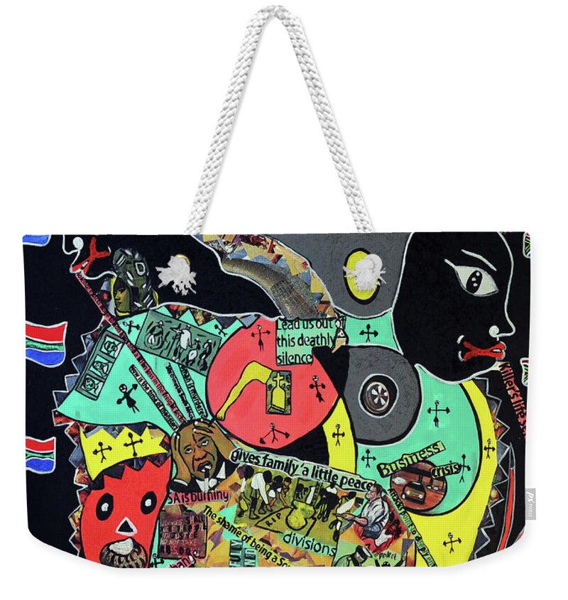 Soweto Weekender Tote Bag featuring the painting Look At Em Go by Nkuly Sibeko