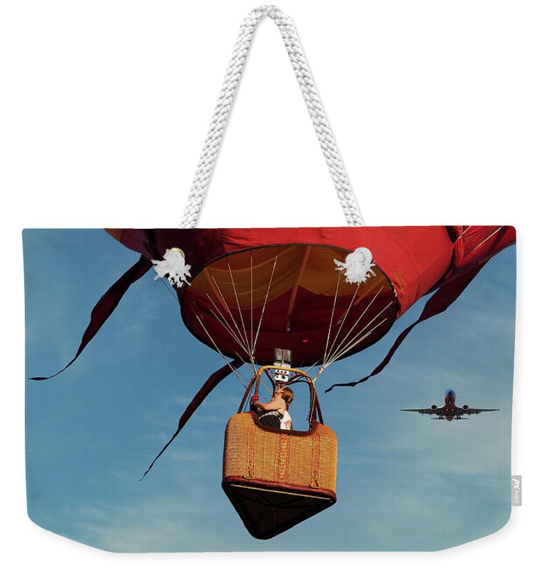 Hot Air Balloon Weekender Tote Bag featuring the photograph Look Behind You by Scott Olsen
