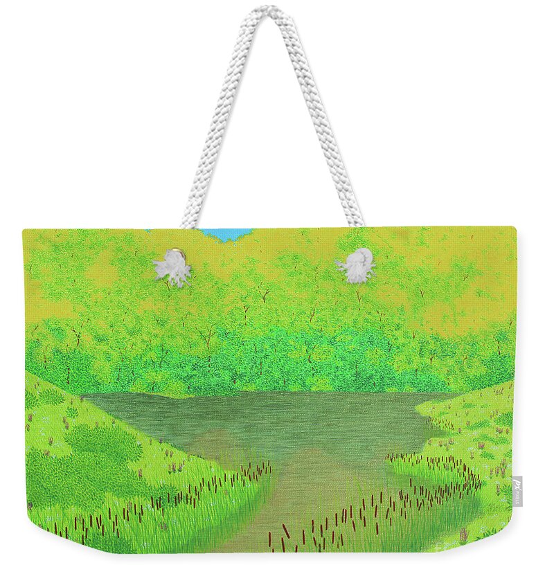 Streams Weekender Tote Bag featuring the painting Look On The Bright Side by Doug Miller