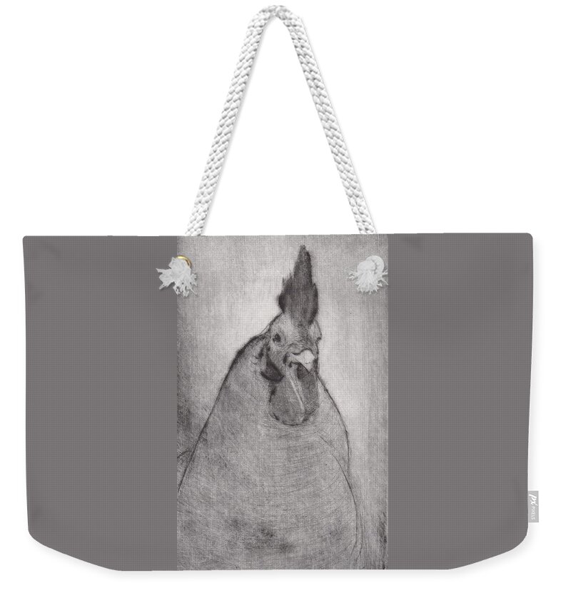 Rooster Weekender Tote Bag featuring the drawing Lord Ribblesday - etching by David Ladmore