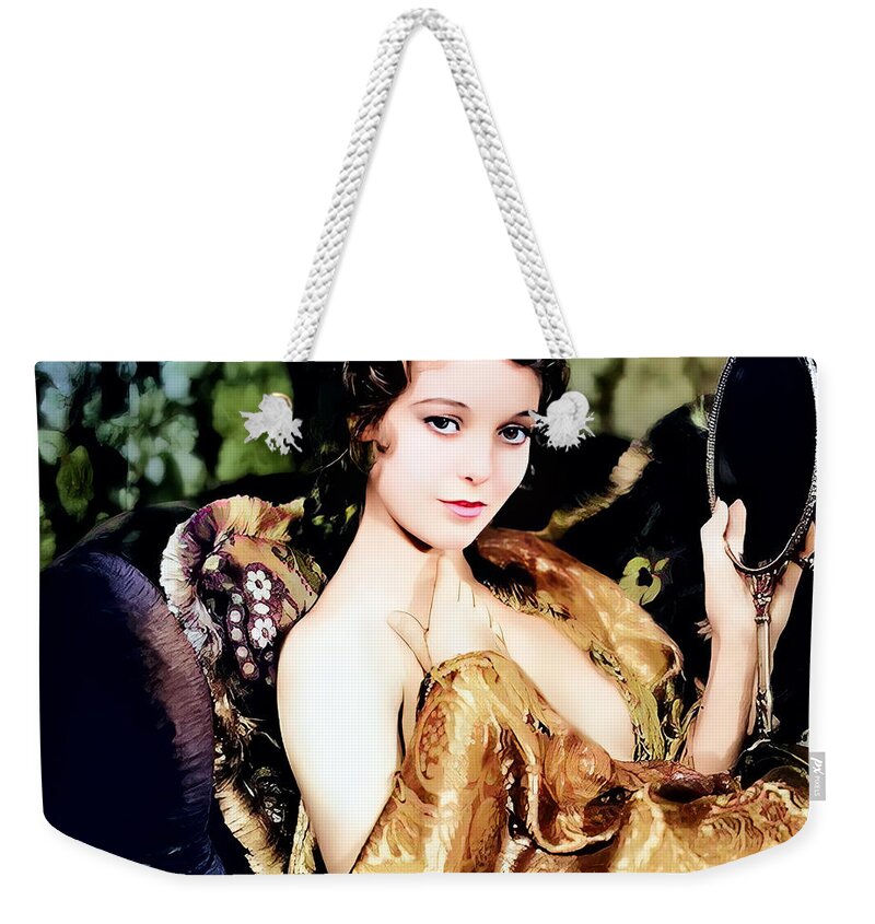 Loretta Young Weekender Tote Bag featuring the digital art Loretta Young Portrait 1 by Chuck Staley