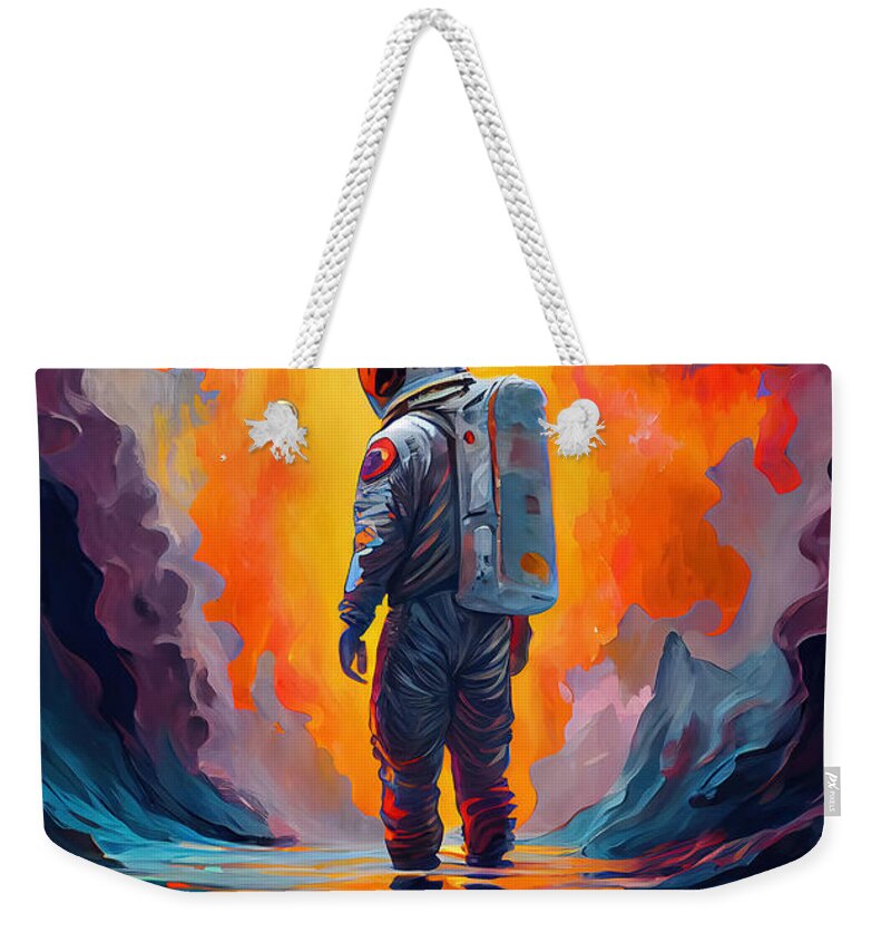 Astronaut Weekender Tote Bag featuring the painting Lost by N Akkash