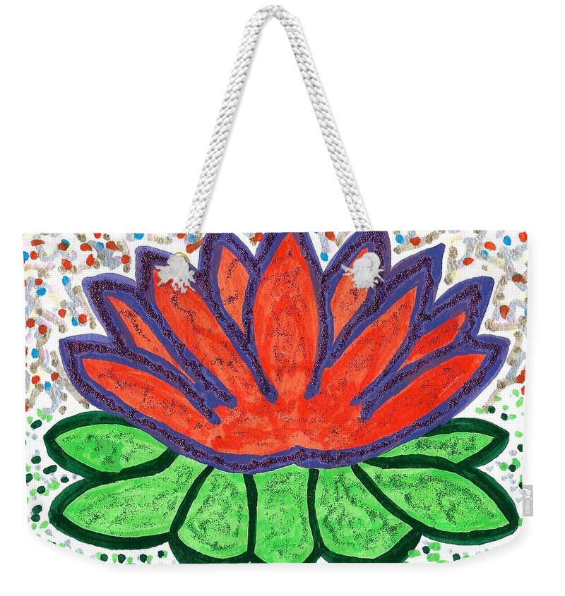 Original Drawing/painting Weekender Tote Bag featuring the drawing Lotus Love by Susan Schanerman
