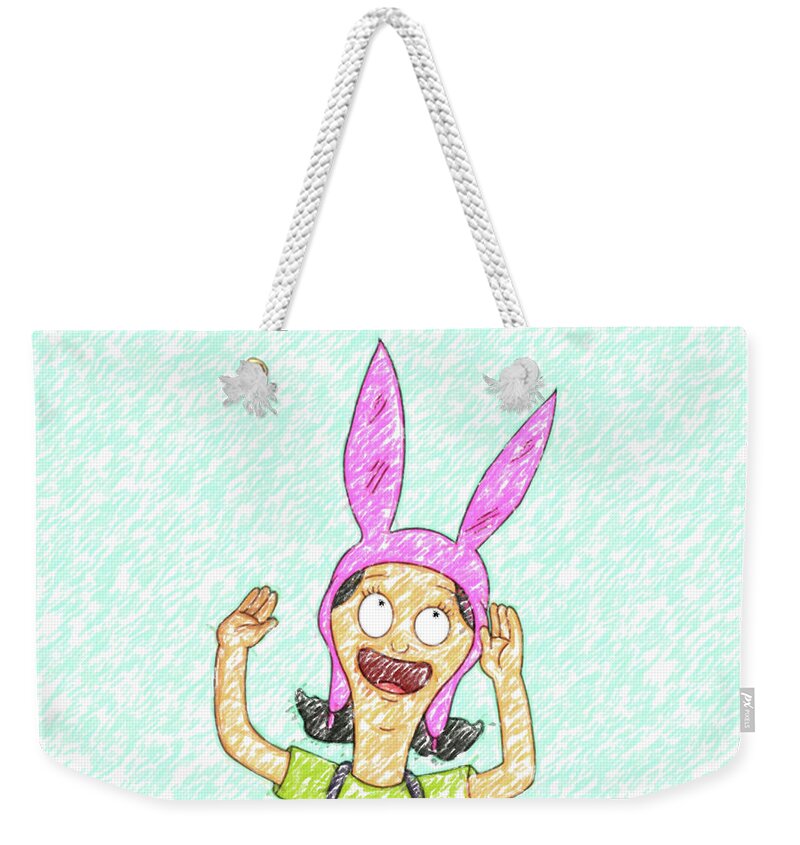 Louise Weekender Tote Bag featuring the drawing Louise happy sketch by Darrell Foster