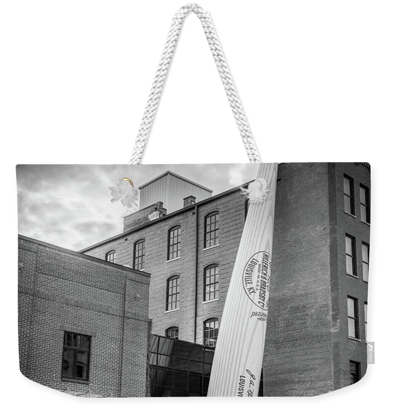 Louisville Weekender Tote Bag featuring the photograph Louisville Slugger BW by Alexey Stiop