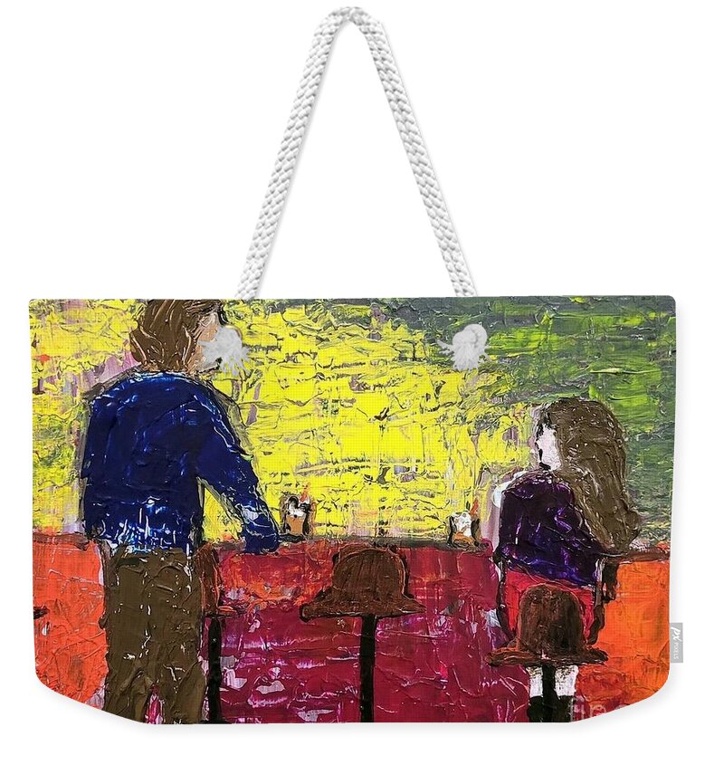  Weekender Tote Bag featuring the painting Love at First Sight by Mark SanSouci