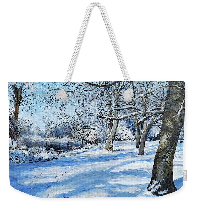 Winter Weekender Tote Bag featuring the painting Love Is Blue by William Brody