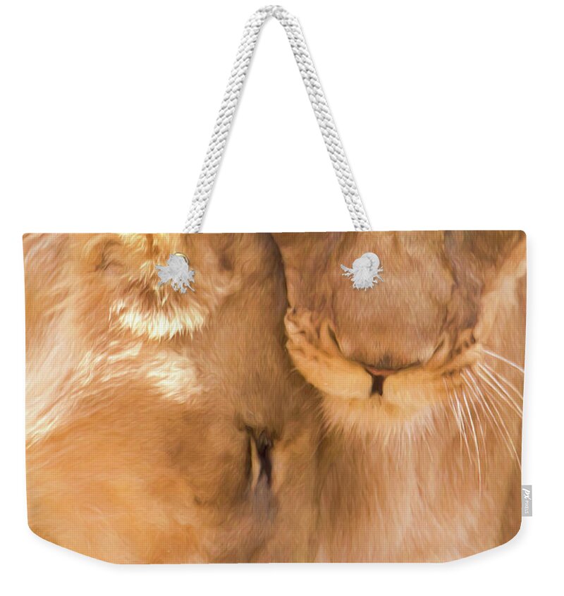Lion Weekender Tote Bag featuring the photograph Love is by Sheila Smart Fine Art Photography