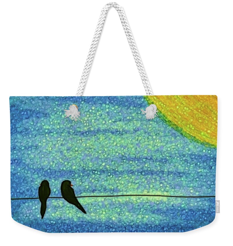 Sunset Weekender Tote Bag featuring the digital art Love Is Sunsets For Two - No Words by Leslie Montgomery