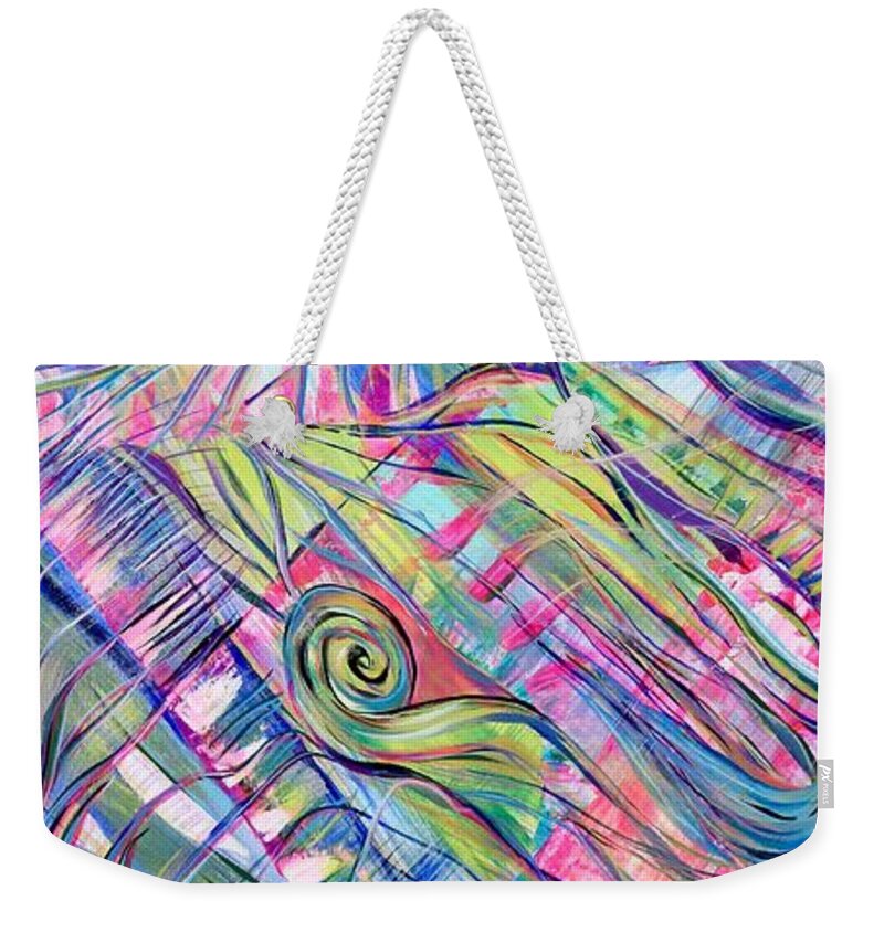 Abstract Weekender Tote Bag featuring the painting Love Moves in from All Directions by Jackie Ryan