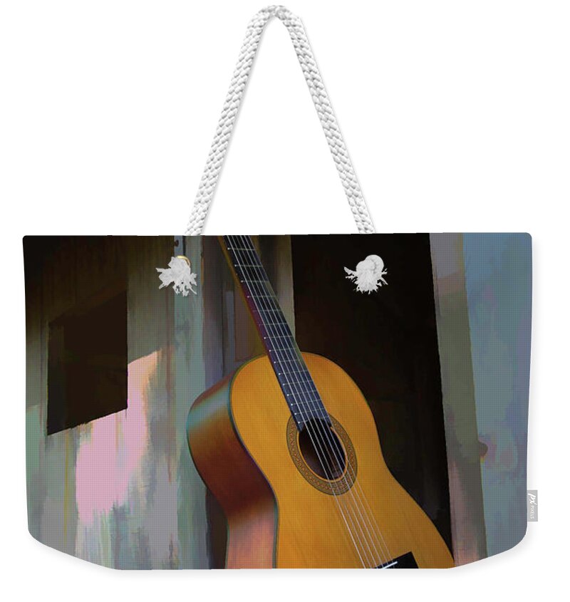 Classical Guitar Weekender Tote Bag featuring the digital art Love My Guitar by Steve Ladner