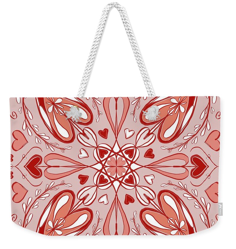 Love Weekender Tote Bag featuring the drawing Love Pattern by Patricia Awapara