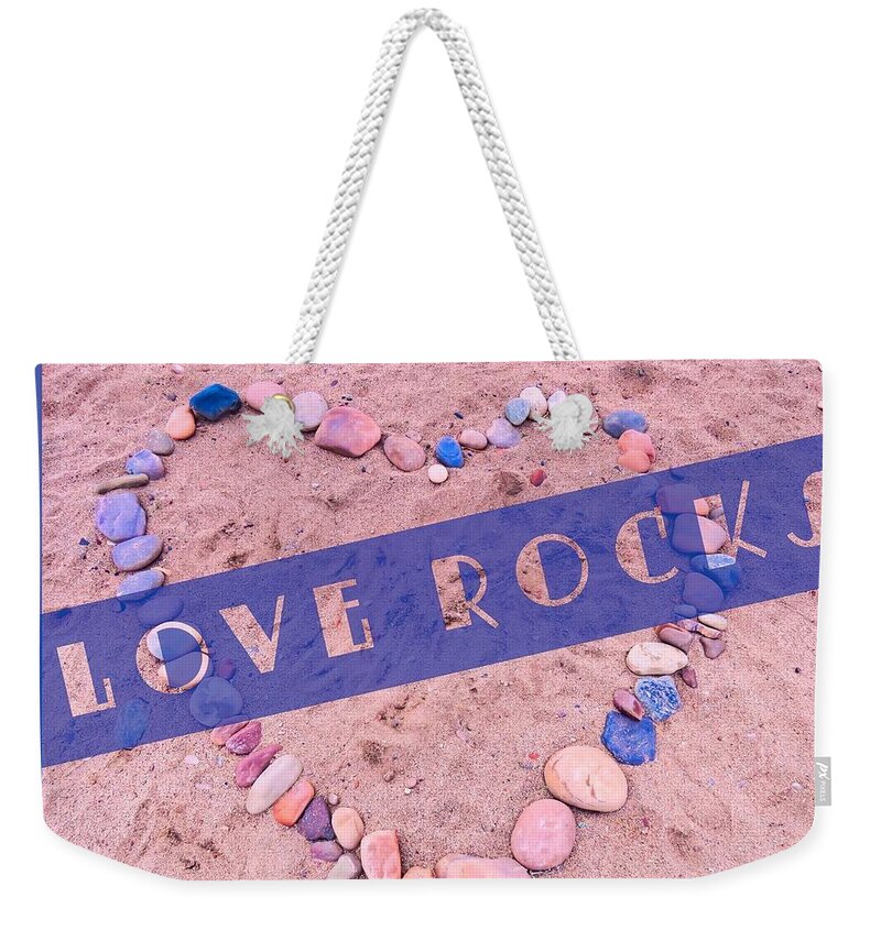 Artware Weekender Tote Bag featuring the photograph Love Rocks by Judy Kennedy